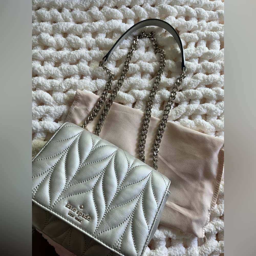 Kate Spade Cream Quilted Shoulder Bag with Chain Strap